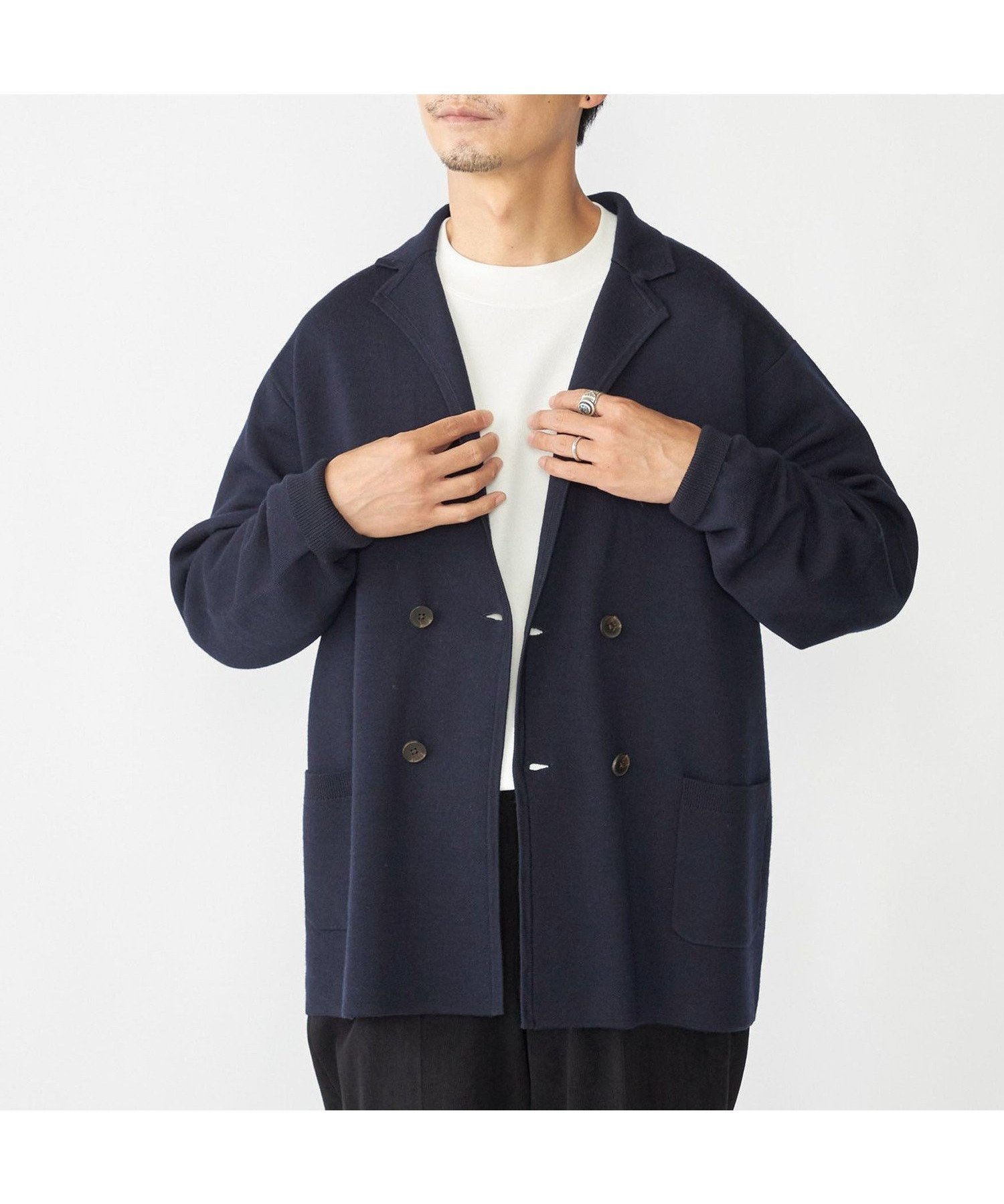 【シップス/SHIPS / MEN】のSHIPS ダブル ニット ジャケット インテリア・キッズ・メンズ・レディースファッション・服の通販 founy(ファニー) 　ファッション　Fashion　メンズファッション　MEN　おすすめ　Recommend　カットソー　Cut And Sew　カーディガン　Cardigan　クラシック　Classic　ジャケット　Jacket　ダブル　Double　デニム　Denim　A/W・秋冬　Aw・Autumn/Winter・Fw・Fall-Winter　ネイビー|ID: prp329100004364077 ipo3291000000030518274