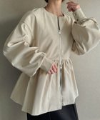 【ジュノア/JUNOAH】のノーカラーペプラムジップブルゾン 人気、トレンドファッション・服の通販 founy(ファニー) ファッション Fashion レディースファッション WOMEN アウター Coat Outerwear ブルゾン Blouson/Jackets カフス Cuffs thumbnail アイボリー|ID: prp329100004364536 ipo3291000000030523383