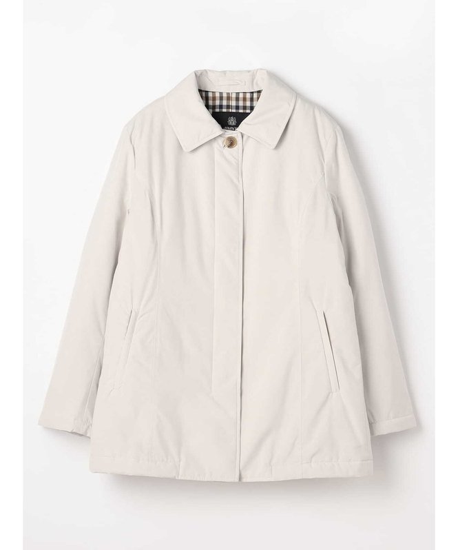 【アクアスキュータム/Aquascutum】の中綿ショートステンカラーコート インテリア・キッズ・メンズ・レディースファッション・服の通販 founy(ファニー) 　ファッション　Fashion　レディースファッション　WOMEN　アウター　Coat Outerwear　コート　Coats　イタリア　Italy　コンパクト　Compact　チェック　Check　ホワイト|ID: prp329100004364611 ipo3291000000030523838