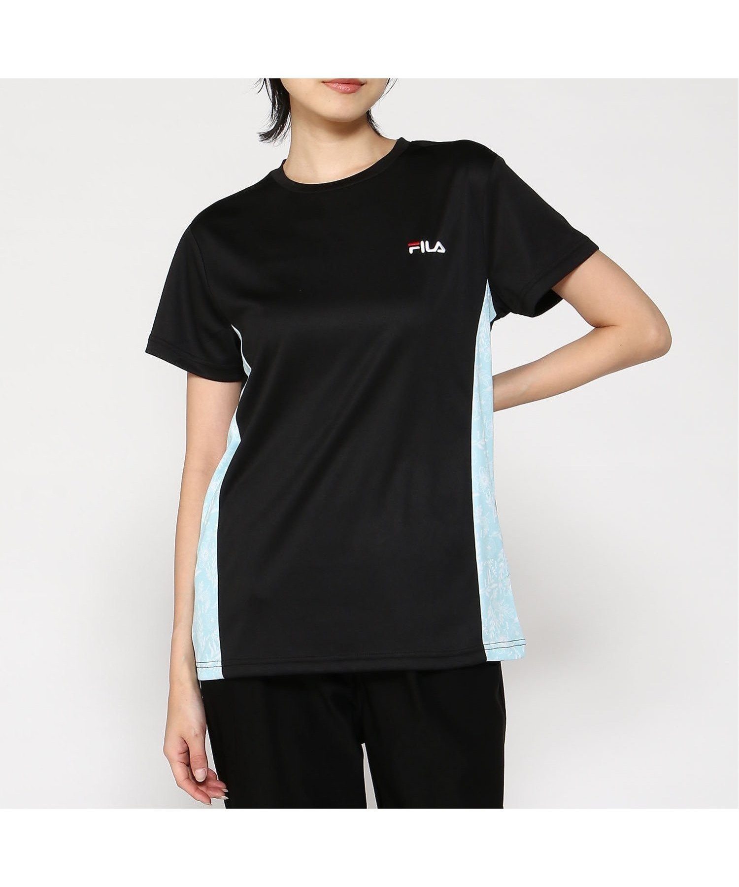 【ニッキー/nikki】のFILA/切替ドライTシャツ 人気、トレンドファッション・服の通販 founy(ファニー) 　ファッション　Fashion　レディースファッション　WOMEN　トップス・カットソー　Tops/Tshirt　シャツ/ブラウス　Shirts/Blouses　ロング / Tシャツ　T-Shirts　ショート　Short　スリーブ　Sleeve　プリント　Print　ボタニカル　Botanical　ヨガ　Yoga　ランニング　Running　切替　Switching　 other-1|ID: prp329100004365326 ipo3291000000030531164