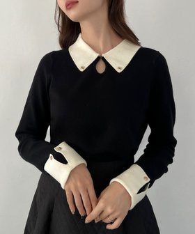 【ジュノア/JUNOAH】のバイカラーニットトップス 人気、トレンドファッション・服の通販 founy(ファニー) ファッション Fashion レディースファッション WOMEN トップス・カットソー Tops/Tshirt ニット Knit Tops |ID:prp329100004368833