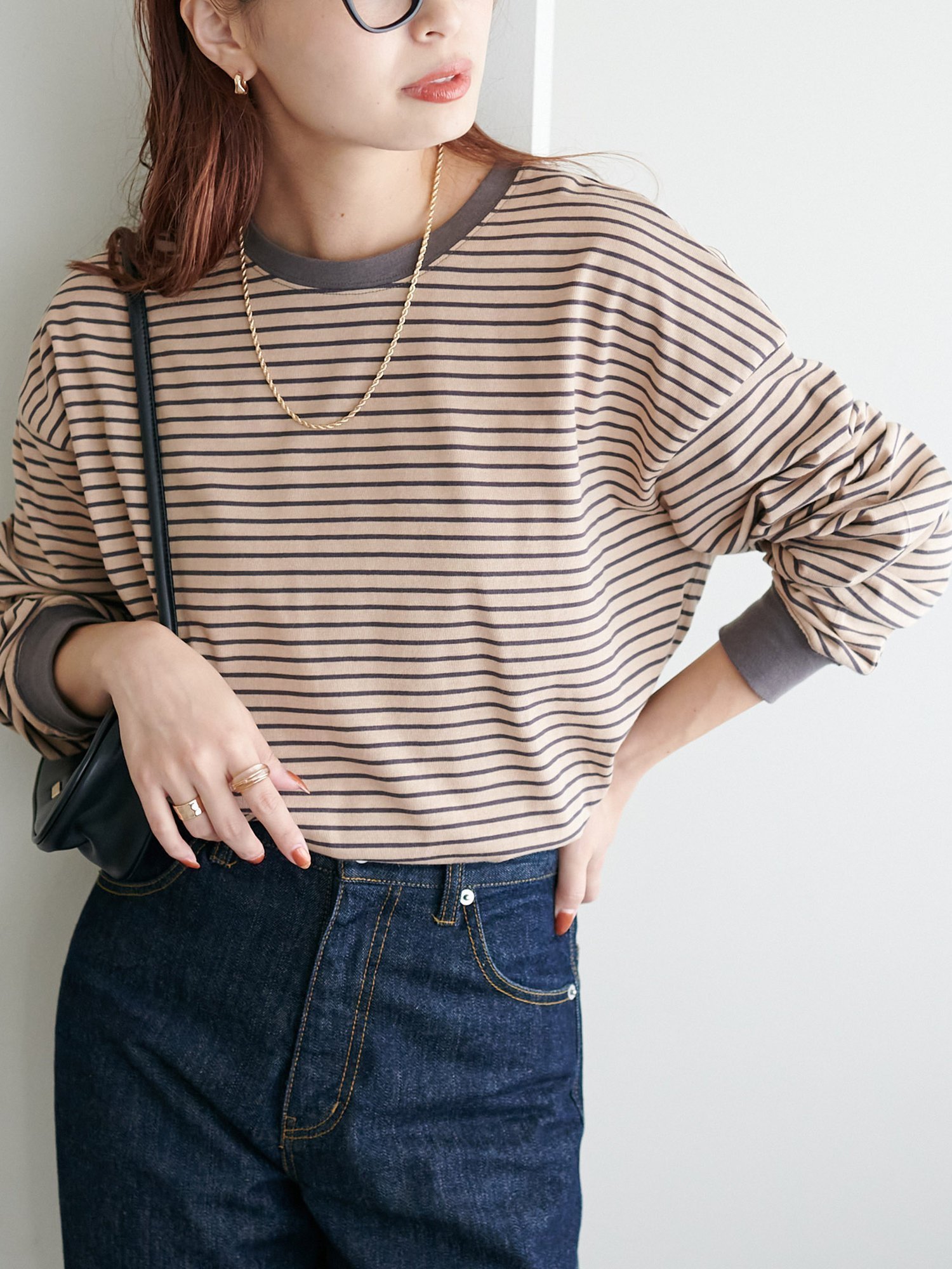 【ディスコート/Discoat】の《新色追加!/21色展開》ボーダービッグロングTシャツ【WEB限定】 インテリア・キッズ・メンズ・レディースファッション・服の通販 founy(ファニー) 　ファッション　Fashion　レディースファッション　Fashion for Women　トップス・カットソー　Cut & Sew Tops　シャツ・ブラウス・オフィスカジュアル　Elegant Blouses & Button-Ups　ロングTシャツ・Tシャツ　Longline T-Shirts & Tees　インナー　Innerwear　ボトム　Bottoms, Lower Wear　ボーダー　Border, Stripe　リラックス　Relax, Relaxed Fit　ロング　Long, Long-Length　冬　Winter / This Winter　無地　Plain, Solid Color　ベージュ|ID: prp329100004370431 ipo3291000000034638699