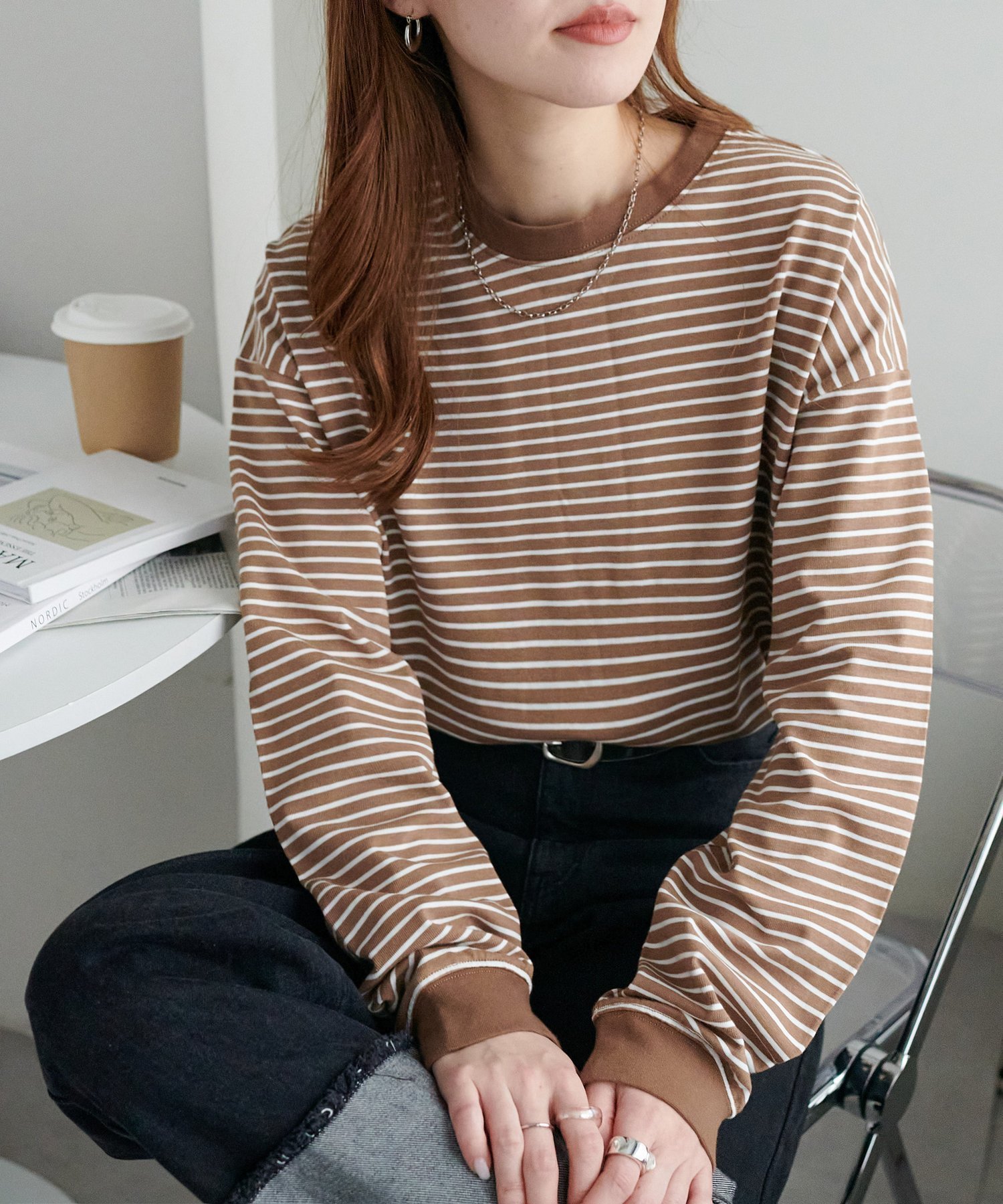 【ディスコート/Discoat】の《新色追加!/21色展開》ボーダービッグロングTシャツ【WEB限定】 インテリア・キッズ・メンズ・レディースファッション・服の通販 founy(ファニー) 　ファッション　Fashion　レディースファッション　Fashion for Women　トップス・カットソー　Cut & Sew Tops　シャツ・ブラウス・オフィスカジュアル　Elegant Blouses & Button-Ups　ロングTシャツ・Tシャツ　Longline T-Shirts & Tees　インナー　Innerwear　ボトム　Bottoms, Lower Wear　ボーダー　Border, Stripe　リラックス　Relax, Relaxed Fit　ロング　Long, Long-Length　冬　Winter / This Winter　無地　Plain, Solid Color　サンドベージュ|ID: prp329100004370431 ipo3291000000034638701