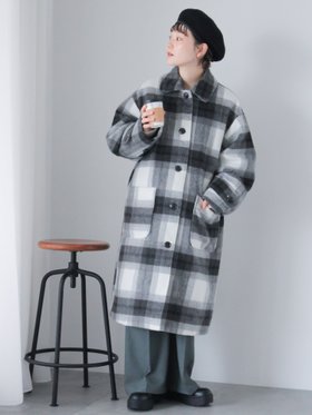 【エヘカソポ/ehka sopo】のチェックステンカラーコート 人気、トレンドファッション・服の通販 founy(ファニー) ファッション Fashion レディースファッション WOMEN アウター Coat Outerwear コート Coats シンプル Simple チェック Check フロント Front ポケット Pocket ロング Long 防寒 Cold Protection |ID:prp329100004370848