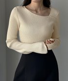 【ジュノア/JUNOAH】のLouere アシメネックリブニット 人気、トレンドファッション・服の通販 founy(ファニー) ファッション Fashion レディースファッション WOMEN トップス・カットソー Tops/Tshirt ニット Knit Tops thumbnail アイボリー|ID: prp329100004371474 ipo3291000000030962485