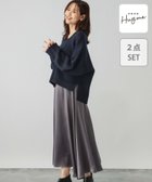 【グローバルワーク/GLOBAL WORK】のフワフワHugmeVネックプルオーバー*スカートSET/137620 人気、トレンドファッション・服の通販 founy(ファニー) ファッション Fashion レディースファッション WOMEN スカート Skirt サテン Satin ハイネック High Neck フレア Flare エレガント 上品 Elegant 楽ちん Easy thumbnail NVY|ID: prp329100004371503 ipo3291000000030553215