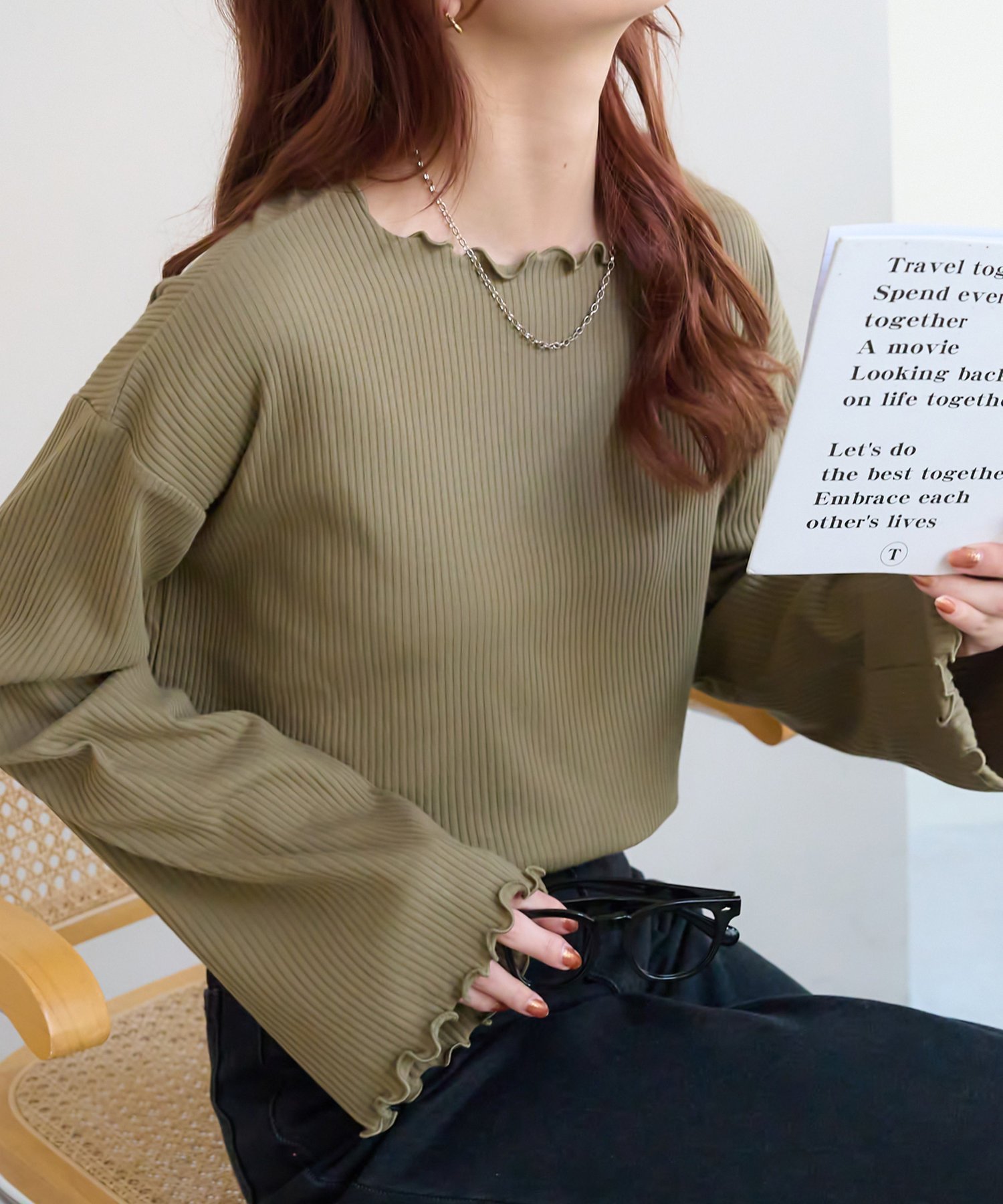 【ディスコート/Discoat】の【新色追加!/20色展開】リブメローフレアスリーブ《WEB限定》 インテリア・キッズ・メンズ・レディースファッション・服の通販 founy(ファニー) 　ファッション　Fashion　レディースファッション　Fashion for Women　パターン　Pattern, Design Print　フレア　Flare, Flared　ボーダー　Border, Stripe　無地　Plain, Solid Color　グレージュ|ID: prp329100004371538 ipo3291000000034780575