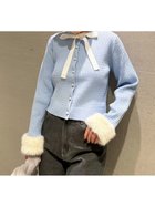 【ファーファー/FURFUR】の【限定カラー】リボン付き袖口ファーカーディガン 人気、トレンドファッション・服の通販 founy(ファニー) ファッション Fashion レディースファッション WOMEN トップス・カットソー Tops/Tshirt カーディガン Cardigans カーディガン Cardigan リボン Ribbon thumbnail SAX[083]|ID: prp329100004371655 ipo3291000000030553963