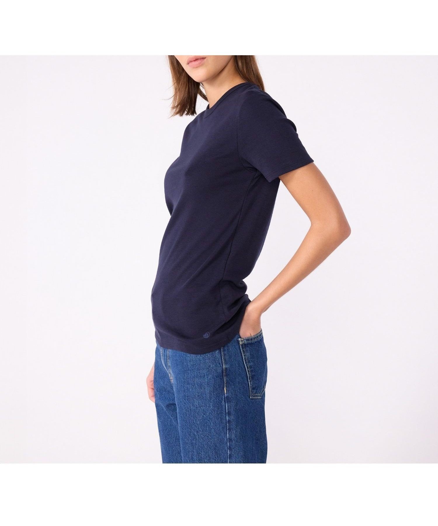 【プチバトー/PETIT BATEAU】のクルーネック半袖Tシャツ インテリア・キッズ・メンズ・レディースファッション・服の通販 founy(ファニー) 　ファッション　Fashion　レディースファッション　WOMEN　トップス・カットソー　Tops/Tshirt　シャツ/ブラウス　Shirts/Blouses　ロング / Tシャツ　T-Shirts　おすすめ　Recommend　シンプル　Simple　フィット　Fit　半袖　Short Sleeve　ネイビー|ID: prp329100004371690 ipo3291000000031955362