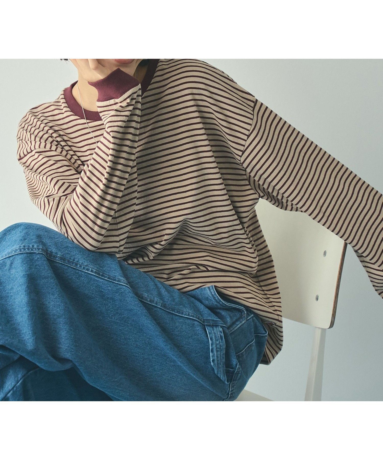 【コーエン/COEN】の【WEB限定】USAコットンレトロボーダーTシャツ インテリア・キッズ・メンズ・レディースファッション・服の通販 founy(ファニー) 　ファッション　Fashion　レディースファッション　WOMEN　トップス・カットソー　Tops/Tshirt　シャツ/ブラウス　Shirts/Blouses　ロング / Tシャツ　T-Shirts　2025年　2025　2025春夏・S/S　Ss,Spring/Summer,2025　おすすめ　Recommend　チュニック　Tunic　トレンド　Trend　ボトム　Bottom　ボーダー　Border　ルーズ　Loose　人気　Popularity　定番　Standard　WINE|ID: prp329100004372030 ipo3291000000030907078