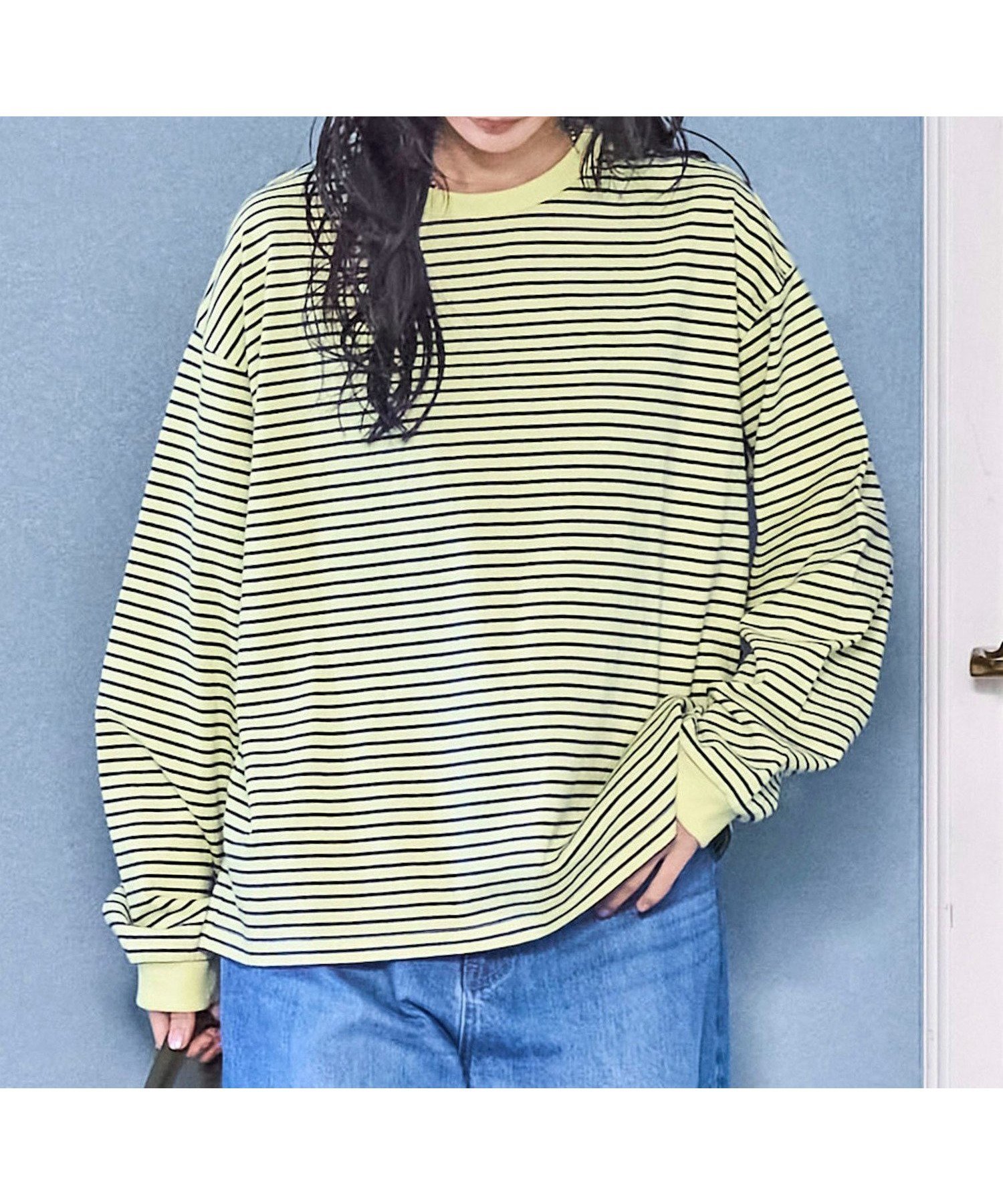 【コーエン/COEN】の【WEB限定】USAコットンレトロボーダーTシャツ インテリア・キッズ・メンズ・レディースファッション・服の通販 founy(ファニー) 　ファッション　Fashion　レディースファッション　WOMEN　トップス・カットソー　Tops/Tshirt　シャツ/ブラウス　Shirts/Blouses　ロング / Tシャツ　T-Shirts　2025年　2025　2025春夏・S/S　Ss,Spring/Summer,2025　おすすめ　Recommend　チュニック　Tunic　トレンド　Trend　ボトム　Bottom　ボーダー　Border　ルーズ　Loose　人気　Popularity　定番　Standard　LIME|ID: prp329100004372030 ipo3291000000030907082
