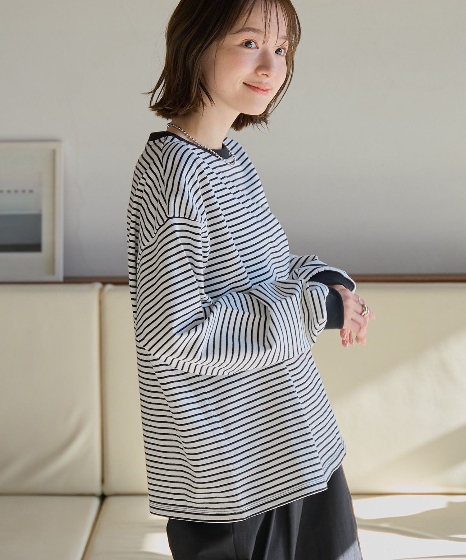 【コーエン/COEN】の【WEB限定】USAコットンレトロボーダーTシャツ インテリア・キッズ・メンズ・レディースファッション・服の通販 founy(ファニー) 　ファッション　Fashion　レディースファッション　WOMEN　トップス・カットソー　Tops/Tshirt　シャツ/ブラウス　Shirts/Blouses　ロング / Tシャツ　T-Shirts　2025年　2025　2025春夏・S/S　Ss,Spring/Summer,2025　おすすめ　Recommend　チュニック　Tunic　トレンド　Trend　ボトム　Bottom　ボーダー　Border　ルーズ　Loose　人気　Popularity　定番　Standard　WHITE|ID: prp329100004372030 ipo3291000000032383698