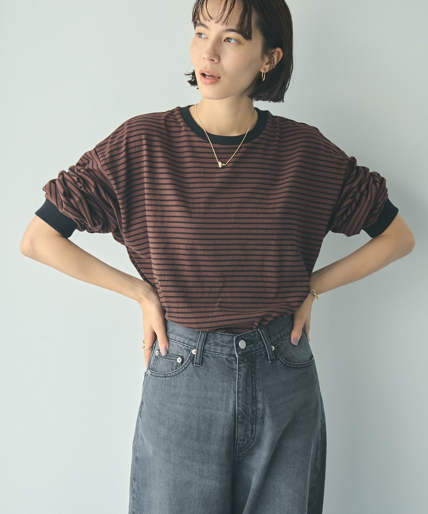 【コーエン/COEN】の【WEB限定】USAコットンレトロボーダーTシャツ インテリア・キッズ・メンズ・レディースファッション・服の通販 founy(ファニー) 　ファッション　Fashion　レディースファッション　WOMEN　トップス・カットソー　Tops/Tshirt　シャツ/ブラウス　Shirts/Blouses　ロング / Tシャツ　T-Shirts　2025年　2025　2025春夏・S/S　Ss,Spring/Summer,2025　おすすめ　Recommend　チュニック　Tunic　トレンド　Trend　ボトム　Bottom　ボーダー　Border　ルーズ　Loose　人気　Popularity　定番　Standard　MD.BROWN|ID: prp329100004372030 ipo3291000000032383703