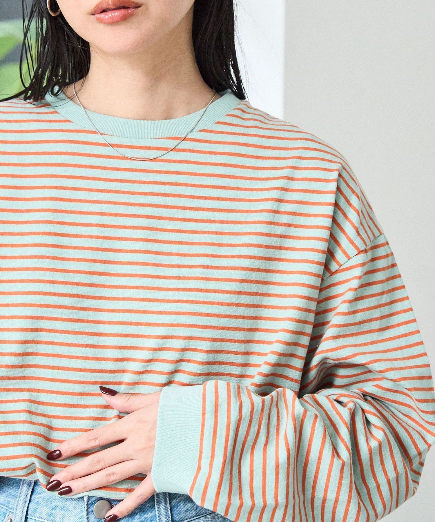 【コーエン/COEN】の【WEB限定】USAコットンレトロボーダーTシャツ インテリア・キッズ・メンズ・レディースファッション・服の通販 founy(ファニー) 　ファッション　Fashion　レディースファッション　WOMEN　トップス・カットソー　Tops/Tshirt　シャツ/ブラウス　Shirts/Blouses　ロング / Tシャツ　T-Shirts　2025年　2025　2025春夏・S/S　Ss,Spring/Summer,2025　おすすめ　Recommend　チュニック　Tunic　トレンド　Trend　ボトム　Bottom　ボーダー　Border　ルーズ　Loose　人気　Popularity　定番　Standard　ORANGE|ID: prp329100004372030 ipo3291000000032383707