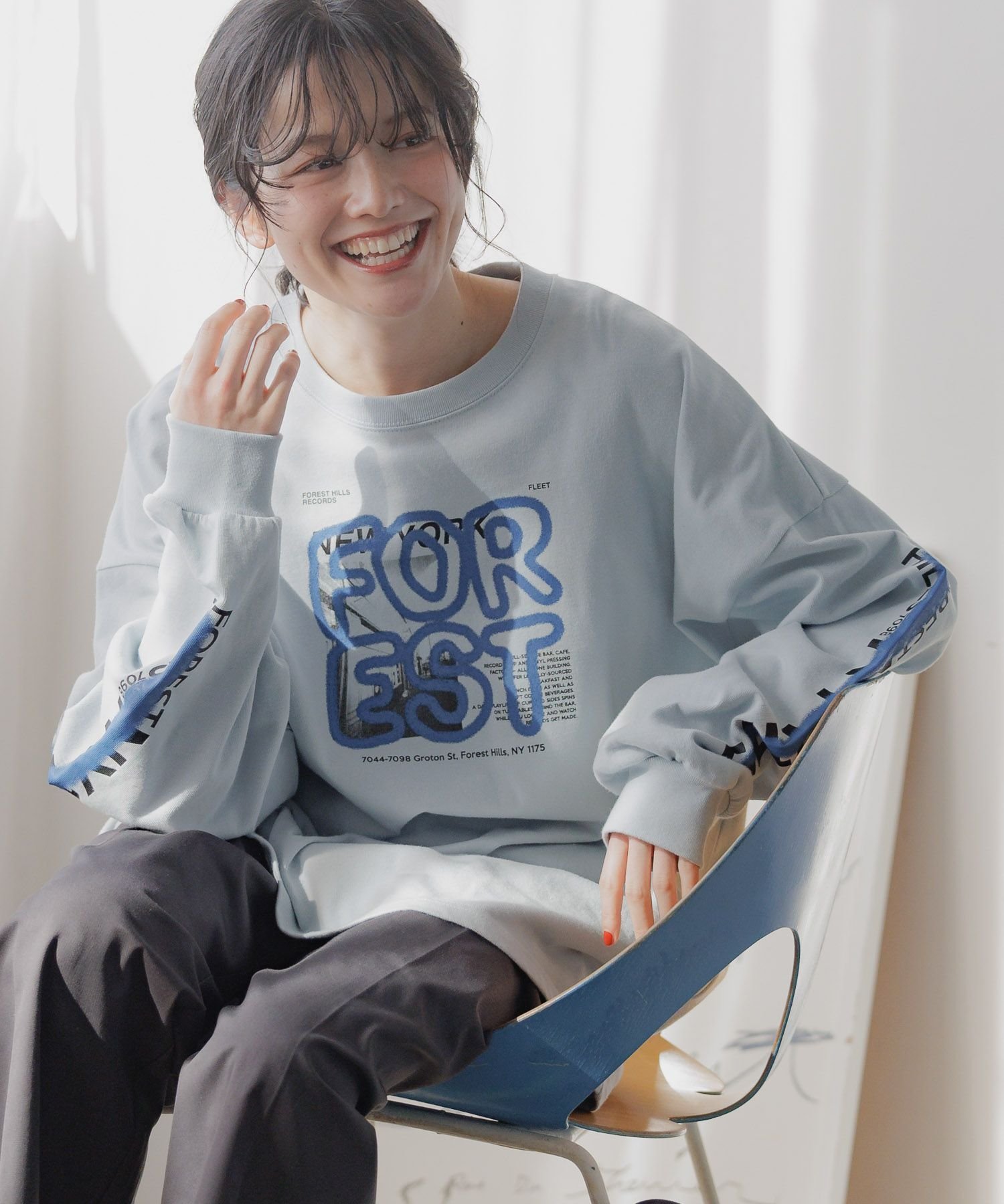 【ニコアンド/niko and】のダットルーズプリントロングTシャツ インテリア・キッズ・メンズ・レディースファッション・服の通販 founy(ファニー) 　ファッション　Fashion　レディースファッション　WOMEN　トップス・カットソー　Tops/Tshirt　シャツ/ブラウス　Shirts/Blouses　ロング / Tシャツ　T-Shirts　おすすめ　Recommend　インナー　Inner　ビスチェ　Bustier　プリント　Print　ベスト　Vest　ルーズ　Loose　ロング　Long　ライトブルー82|ID: prp329100004374444 ipo3291000000030568153