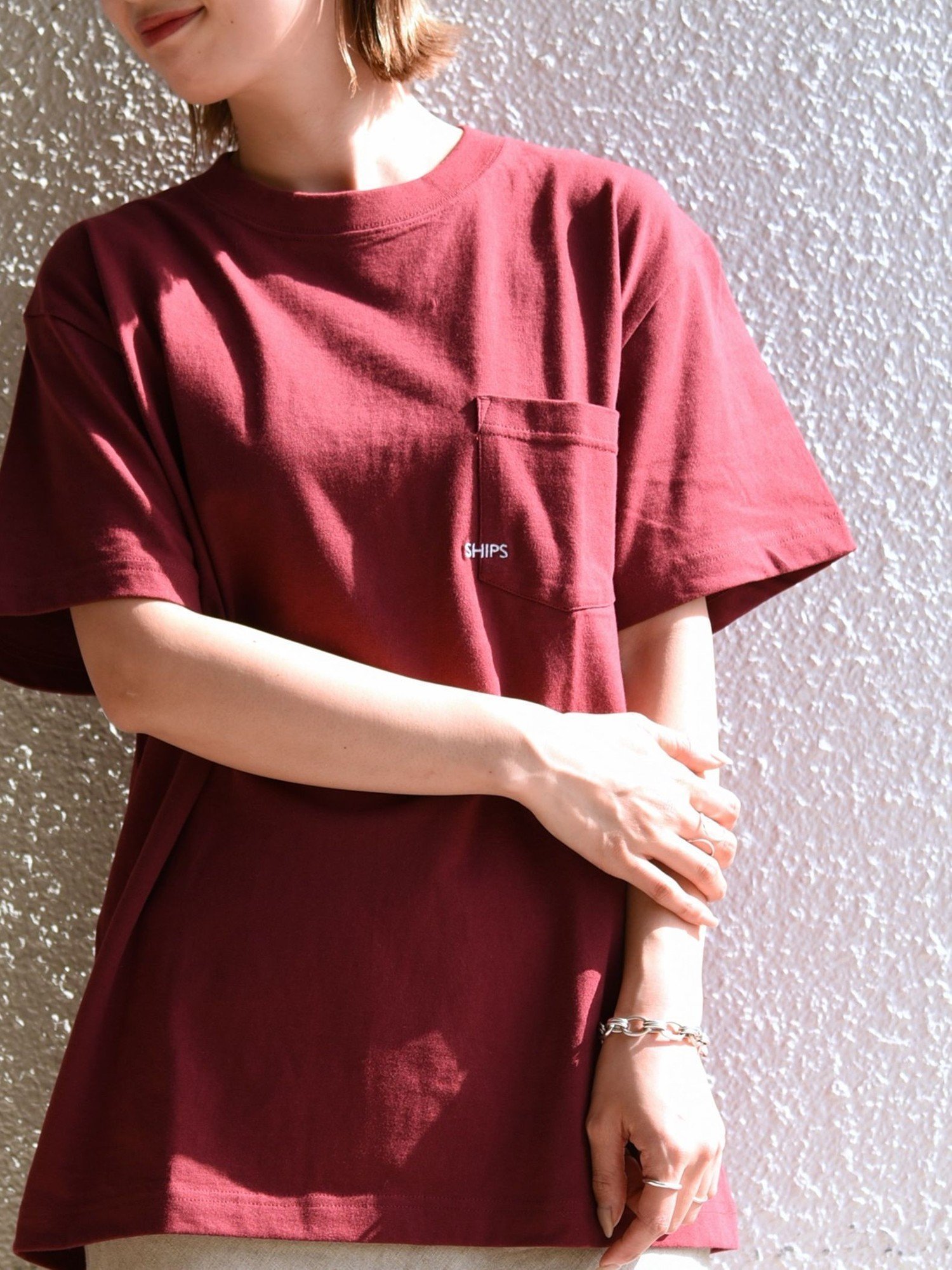 【シップス フォー ウィメン/SHIPS】の【WEB限定】SHIPS マイクロ SHIPSロゴ ポケット Tシャツ インテリア・キッズ・メンズ・レディースファッション・服の通販 founy(ファニー) 　ファッション　Fashion　レディースファッション　WOMEN　トップス・カットソー　Tops/Tshirt　シャツ/ブラウス　Shirts/Blouses　ロング / Tシャツ　T-Shirts　おすすめ　Recommend　クール　Cool　ポケット　Pocket　定番　Standard　ワイン|ID: prp329100004375126 ipo3291000000030947818