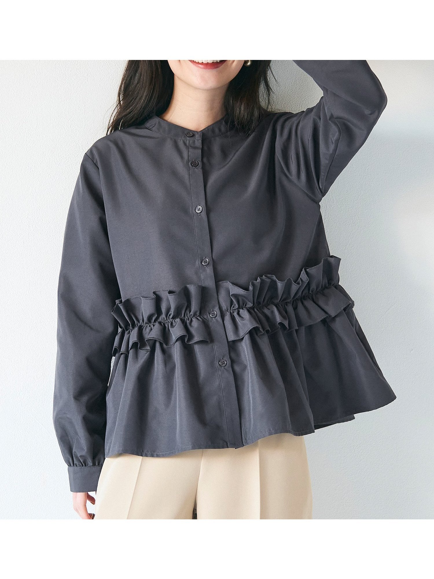 【コカ/COCA】のホイップフリルブラウス インテリア・キッズ・メンズ・レディースファッション・服の通販 founy(ファニー) 　ファッション　Fashion　レディースファッション　WOMEN　トップス・カットソー　Tops/Tshirt　シャツ/ブラウス　Shirts/Blouses　ポケット　Pocket　Charcoal|ID: prp329100004376287 ipo3291000000031626965