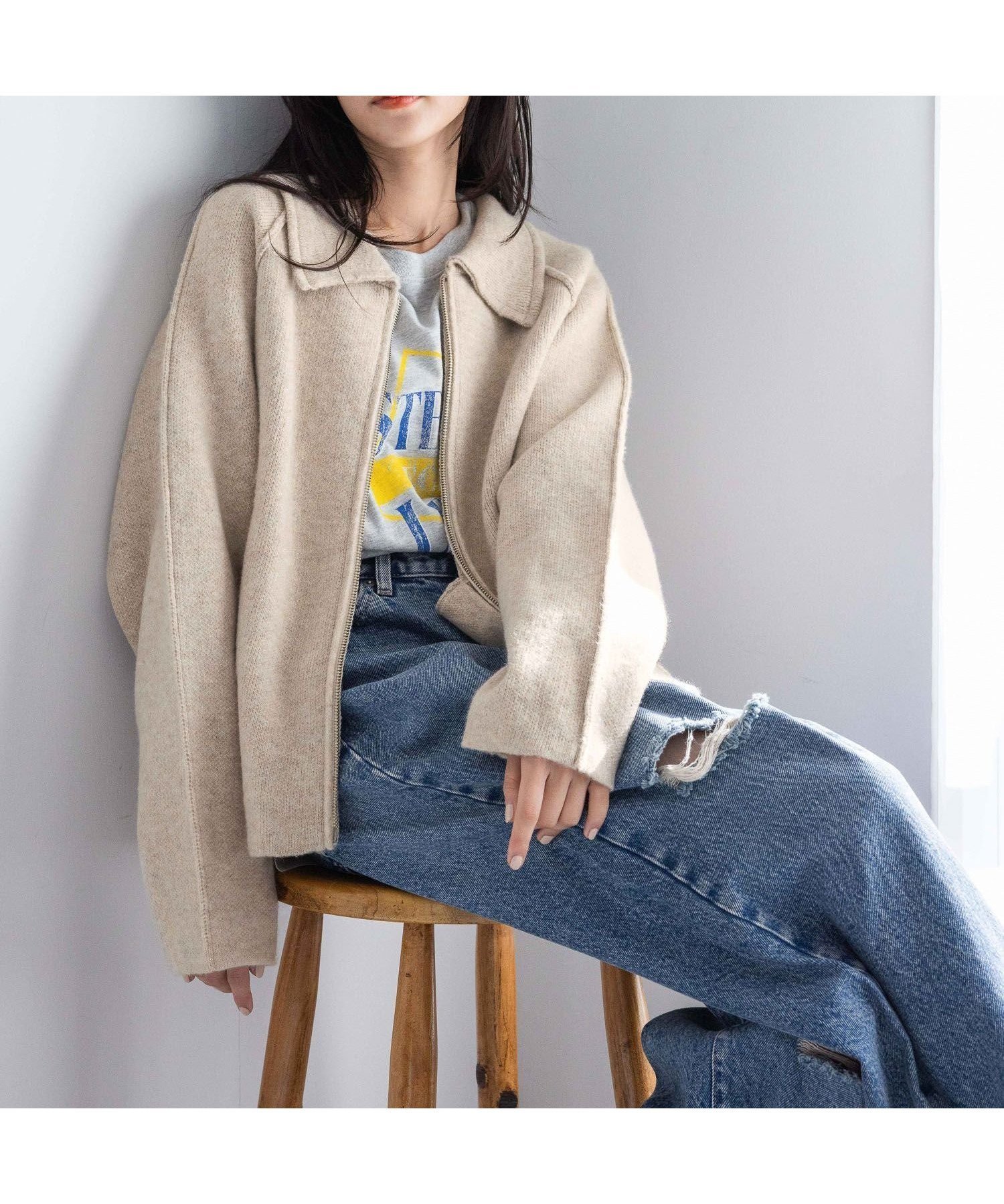 【ローリーズファーム/LOWRYS FARM】のエリZIPニットブルゾン 人気、トレンドファッション・服の通販 founy(ファニー) 　ファッション　Fashion　レディースファッション　WOMEN　アウター　Coat Outerwear　ブルゾン　Blouson/Jackets　トップス・カットソー　Tops/Tshirt　ニット　Knit Tops　ブルゾン　Blouson　春　Spring　 other-1|ID: prp329100004384368 ipo3291000000031027812