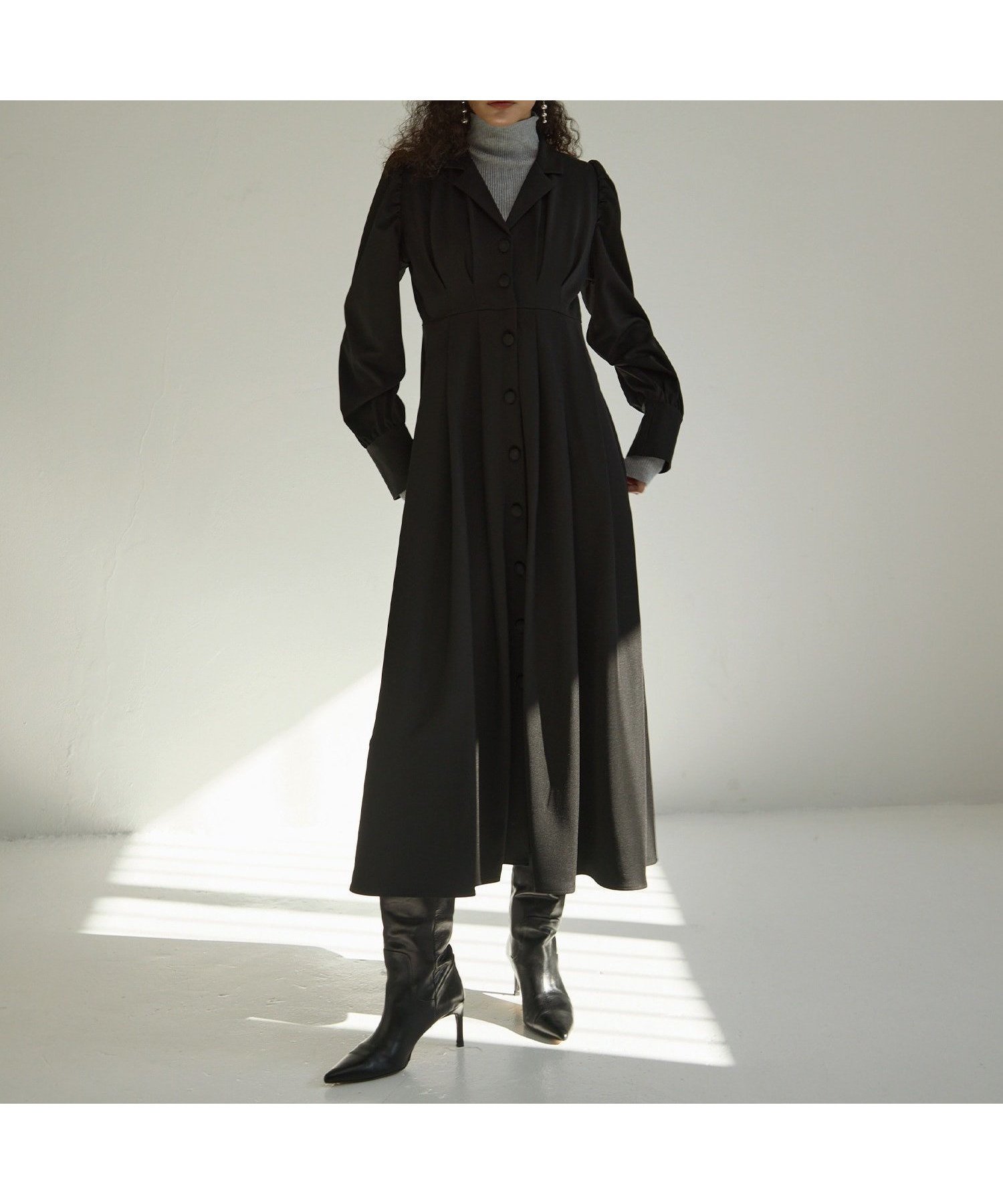 【ミエリインヴァリアント/MIELIINVARIANT】のTailored Collar Tuck Dress 人気、トレンドファッション・服の通販 founy(ファニー) 　ファッション　Fashion　レディースファッション　WOMEN　ワンピース　Dress　ドレス　Party Dresses　インナー　Inner　キャミソール　Camisole　クラシカル　Classical　ストレッチ　Stretch　タートル　Turtle　フェミニン　Feminine　夏　Summer　 other-1|ID: prp329100004385954 ipo3291000000030655768