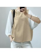 【ジュノア/JUNOAH】の5分袖ドッキングブラウス ベージュ|ID: prp329100004386176 ipo3291000000032284644