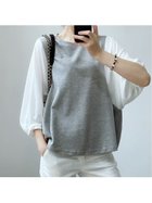 【ジュノア/JUNOAH】の5分袖ドッキングブラウス 人気、トレンドファッション・服の通販 founy(ファニー) ファッション Fashion レディースファッション Fashion for Women トップス・カットソー Cut & Sew Tops シャツ・ブラウス・オフィスカジュアル Elegant Blouses & Button-Ups ドッキング Docking, Mixed Material thumbnail グレー|ID: prp329100004386176 ipo3291000000033556283
