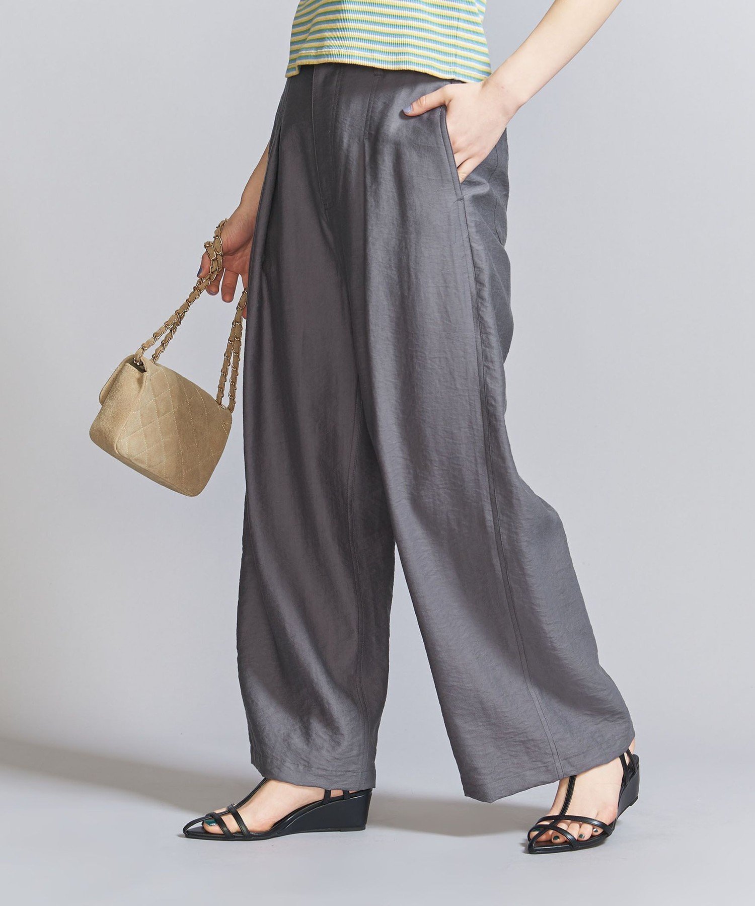 【その他のブランド/Other】のツイル タック ワイドパンツ インテリア・キッズ・メンズ・レディースファッション・服の通販 founy(ファニー) 　ファッション　Fashion　レディースファッション　WOMEN　パンツ　Pants　春　Spring　洗える　Washable　コンパクト　Compact　ツイル　Twill　トレンド　Trend　ドレープ　Drape　定番　Standard　フロント　Front　ボトム　Bottom　ワイド　Wide　おすすめ　Recommend　MD.GRAY|ID: prp329100004387034 ipo3291000000031976719