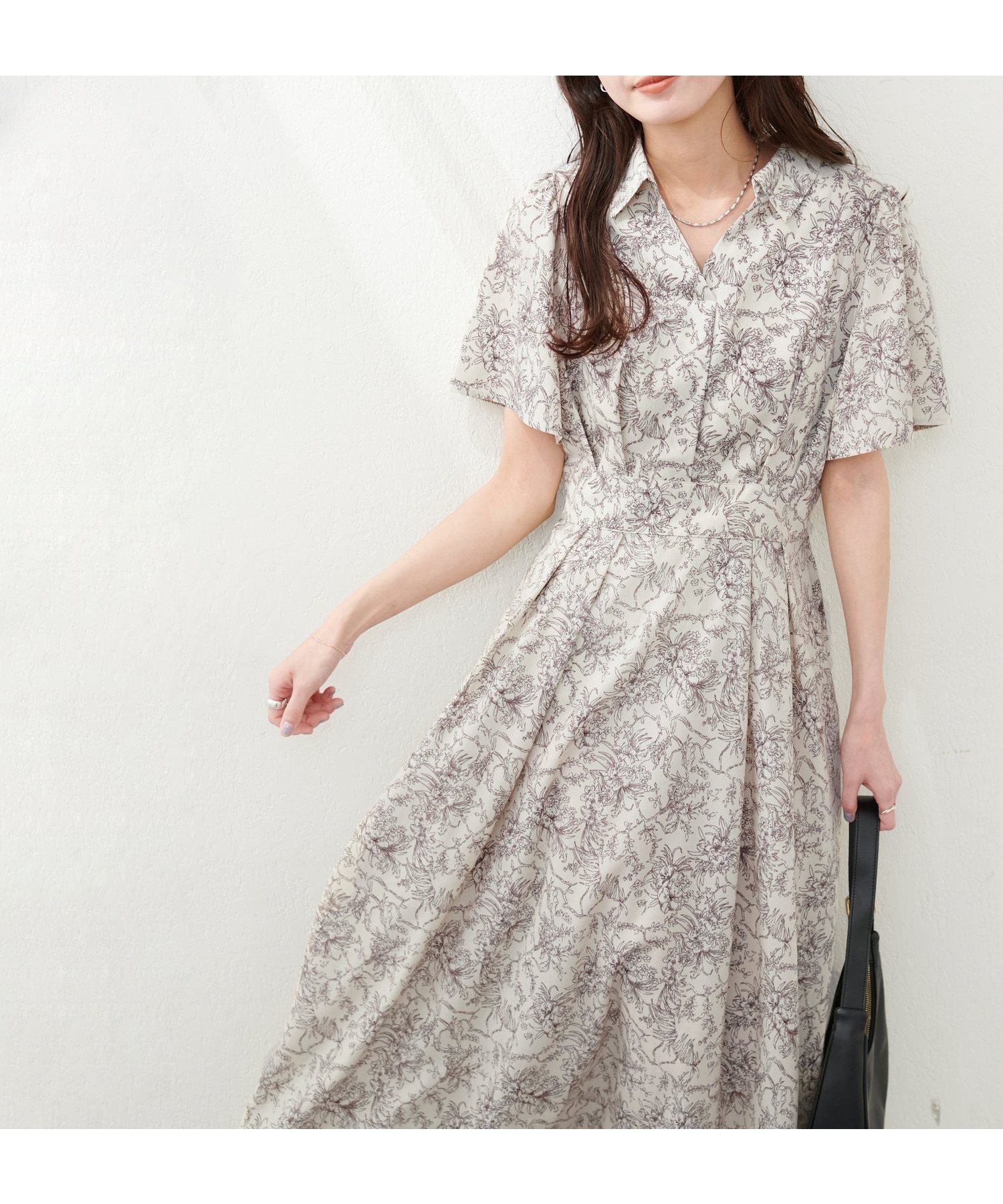 【ナチュラルクチュール/natural couture】のスキッパー衿フレア袖ワンピース 人気、トレンドファッション・服の通販 founy(ファニー) 　ファッション　Fashion　レディースファッション　Ladies' Fashion Online　ワンピース　Dress　アクセサリー　Accessories　カーディガン　Cardigan　サンダル　Sandals　シューズ　Shoes　ジャケット　Jacket　スキッパー　Skipper　トレンド　Trend　フラット　Flat　フレア　Flare　ポケット　Pocket　ミュール　Mule　ロング　Long　エレガント 上品　Elegant　2025年　2025　2025春夏・S/S　Ss,Spring/Summer,2025　 other-1|ID: prp329100004387251 ipo3291000000032589138