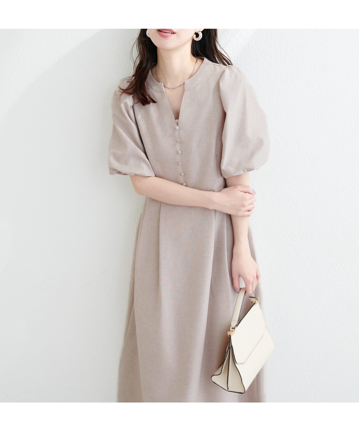 【ナチュラルクチュール/natural couture】の【WEB限定】キーネックパフスリーブワンピース 人気、トレンドファッション・服の通販 founy(ファニー) 　ファッション　Fashion　レディースファッション　WOMEN　ワンピース　Dress　2025年　2025　2025春夏・S/S　Ss,Spring/Summer,2025　おすすめ　Recommend　シューズ　Shoes　スニーカー　Sneakers　スリーブ　Sleeve　フェミニン　Feminine　フラット　Flat　ポケット　Pocket　ミュール　Mule　リラックス　Relax　 other-1|ID: prp329100004387344 ipo3291000000031840819