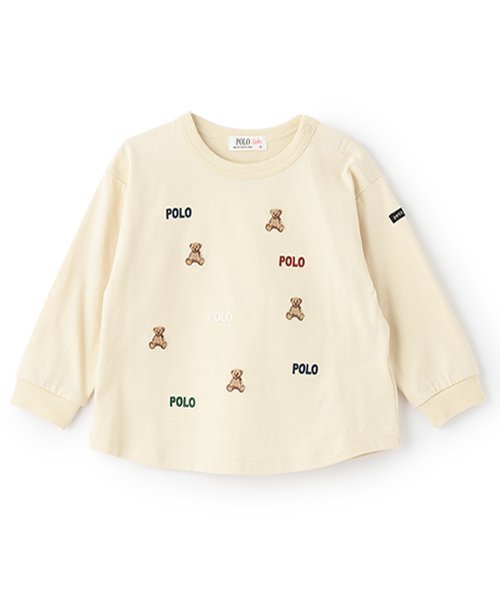 【その他のブランド/Other】の【POLO BCS】くまロゴ刺しゅう長袖Tシャツ インテリア・キッズ・メンズ・レディースファッション・服の通販 founy(ファニー) 　ファッション　Fashion　キッズファッション　KIDS　カラフル　Colorful　ベーシック　Basic　長袖　Long Sleeve　クリーム|ID: prp329100004391251 ipo3291000000030702351