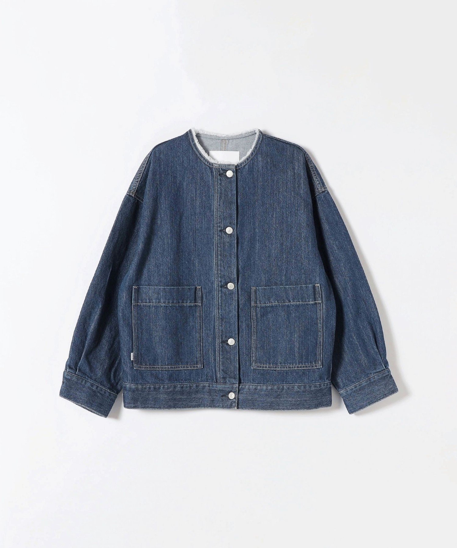 【シップス フォー ウィメン/SHIPS】のSHIPS any ノーカラー デニム ブルゾン SHIPS any DENIM インテリア・キッズ・メンズ・レディースファッション・服の通販 founy(ファニー) 　ファッション　Fashion　レディースファッション　Fashion for Women　アウター　Coat / Outerwear Collection　ブルゾンジャケット・スポーティアウター　Blouson Jackets　洗える　Machine Washable　ジャケット　Jacket, Outerwear　デニム　Denim, Jeans Material　定番　Standard, Basic Item　フリンジ　Fringe, Tassel　ブルゾン　Blouson, Bomber Jacket　ポケット　Pocket, Pocket Detail　2025年　2025　2025春夏・S/S　Spring/Summer 2025 SS25　ネイビー|ID: prp329100004392880 ipo3291000000033256587
