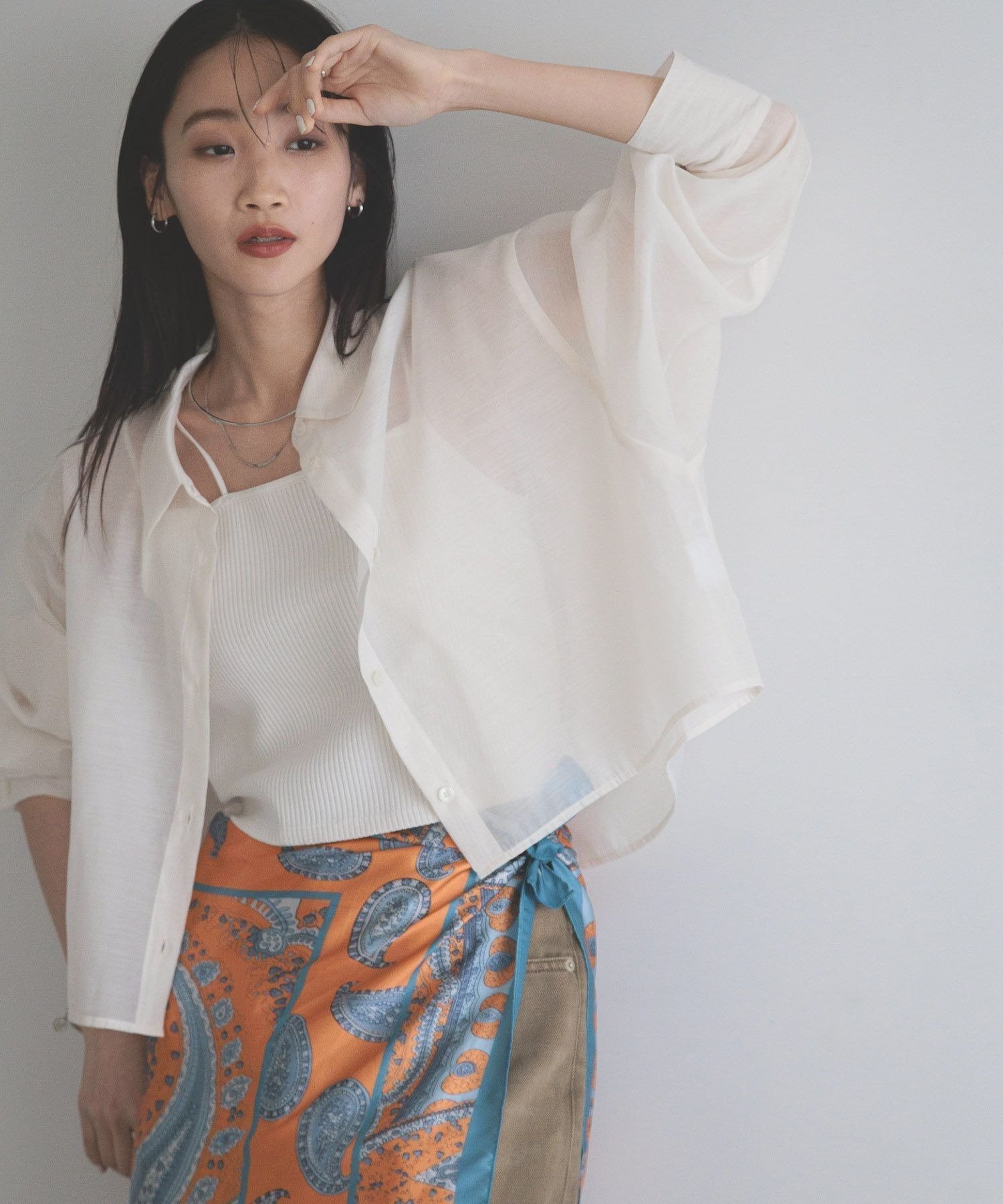 【ローリーズファーム/LOWRYS FARM】のシアーシャツLS* インテリア・キッズ・メンズ・レディースファッション・服の通販 founy(ファニー) 　ファッション　Fashion　レディースファッション　WOMEN　トップス・カットソー　Tops/Tshirt　シャツ/ブラウス　Shirts/Blouses　おすすめ　Recommend　インナー　Inner　クロップド　Cropped　シアー　Sheer　シンプル　Simple　ベーシック　Basic　ロング　Long　定番　Standard　羽織　Haori　アイボリー|ID: prp329100004393359 ipo3291000000031769678