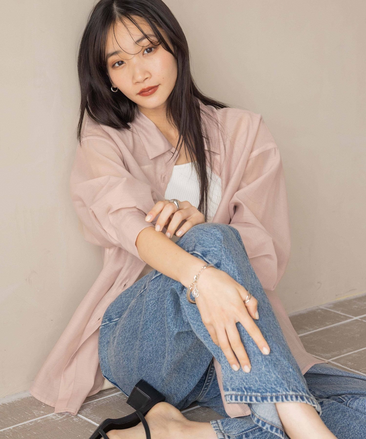 【ローリーズファーム/LOWRYS FARM】のシアーシャツLS* インテリア・キッズ・メンズ・レディースファッション・服の通販 founy(ファニー) 　ファッション　Fashion　レディースファッション　WOMEN　トップス・カットソー　Tops/Tshirt　シャツ/ブラウス　Shirts/Blouses　おすすめ　Recommend　インナー　Inner　クロップド　Cropped　シアー　Sheer　シンプル　Simple　ベーシック　Basic　ロング　Long　定番　Standard　羽織　Haori　ピンク|ID: prp329100004393359 ipo3291000000031769680