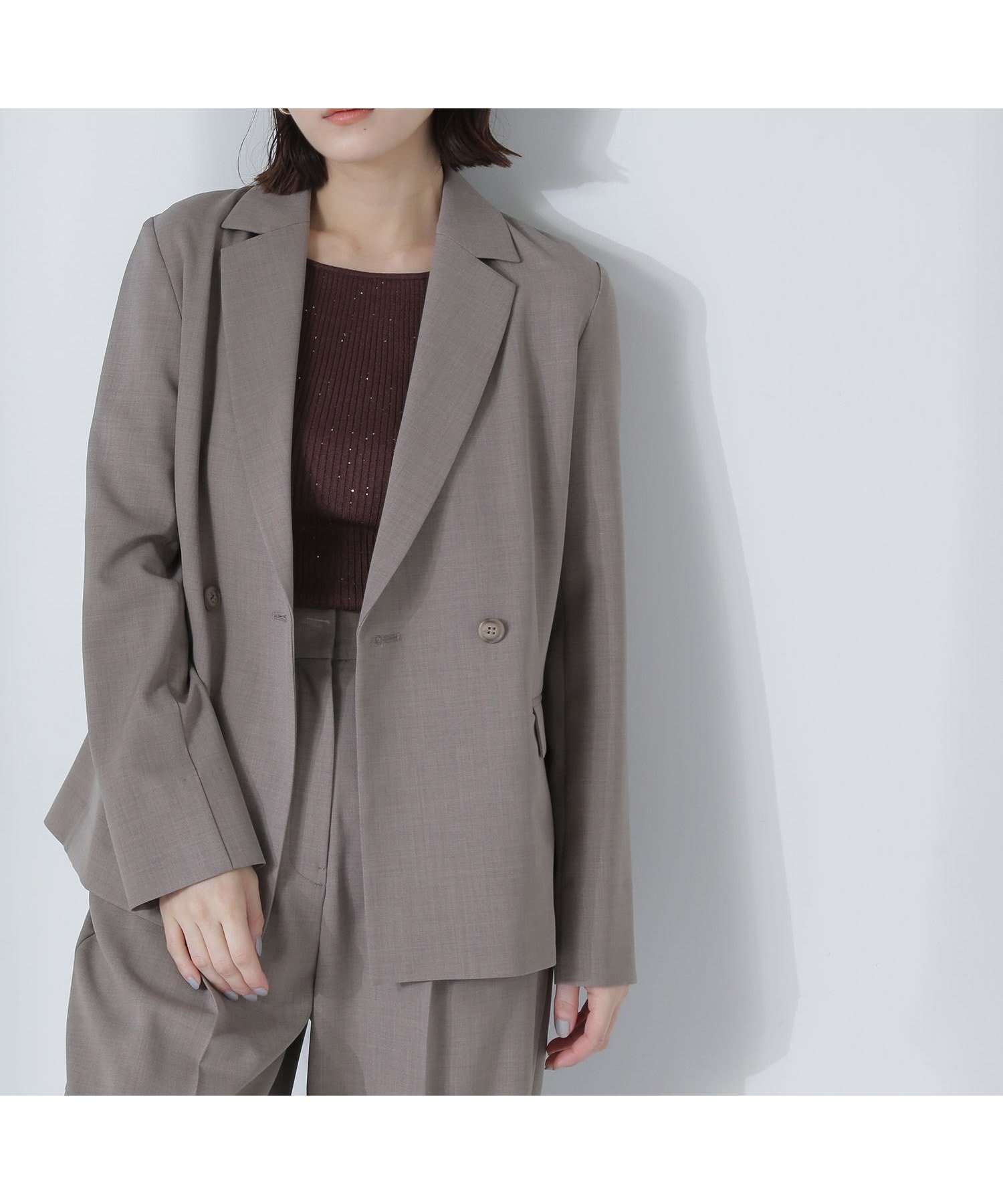 【ナチュラル ビューティー ベーシック/NATURAL BEAUTY BASIC】のリネンライク SETUP ダブルブレストジャケット インテリア・キッズ・メンズ・レディースファッション・服の通販 founy(ファニー) 　ファッション　Fashion　レディースファッション　WOMEN　アウター　Coat Outerwear　ジャケット　Jackets　ジャケット　Jacket　スーツ　Suit　セットアップ　Set Up　ワイド　Wide　人気　Popularity　夏　Summer　春　Spring　モカベージュ|ID: prp329100004394580 ipo3291000000031683951