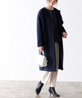 【ピエロ/Pierrot】 メルトンノーカラーコート人気、トレンドファッション・服の通販 founy(ファニー) ファッション Fashion レディースファッション WOMEN アウター Coat Outerwear コート Coats シンプル Simple ストール Stall タートルネック Turtleneck フロント Front メルトン Melton エレガント 上品 Elegant |ID:prp329100004396107