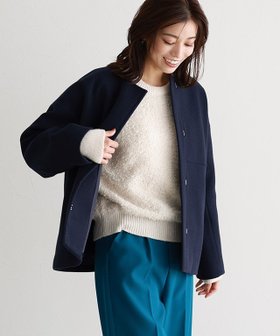 【ピエロ/Pierrot】 メルトンノーカラーショートコート人気、トレンドファッション・服の通販 founy(ファニー) ファッション Fashion レディースファッション WOMEN アウター Coat Outerwear コート Coats ショート Short ストール Stall タートルネック Turtleneck フロント Front メルトン Melton エレガント 上品 Elegant |ID:prp329100004396132