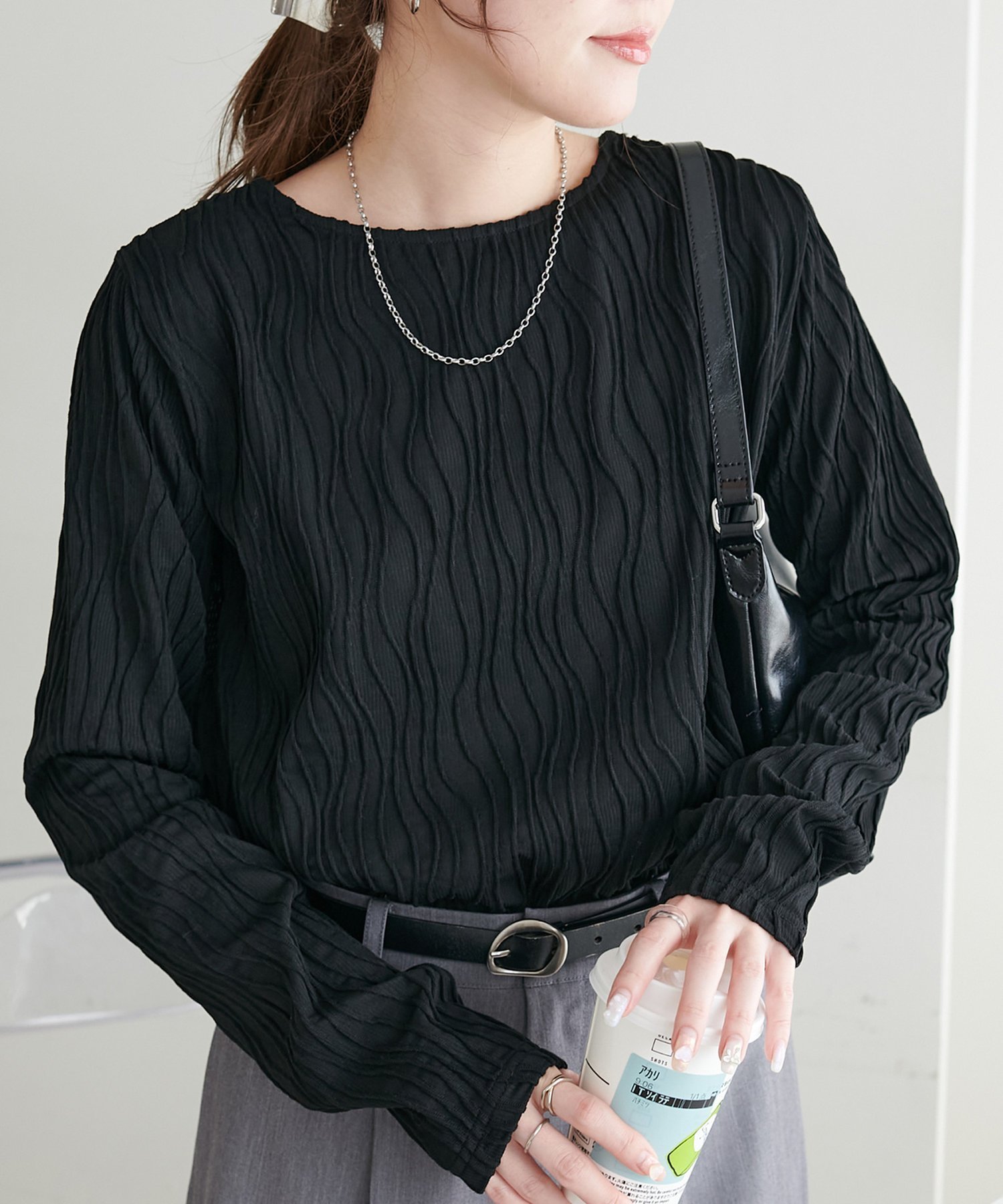 【ディスコート/Discoat】の【新色追加!】立体ジャガードロングスリーブ《WEB限定カラーあり》 インテリア・キッズ・メンズ・レディースファッション・服の通販 founy(ファニー) 　ファッション　Fashion　レディースファッション　WOMEN　インナー　Inner　キャミワンピース　Cami Dress　コンパクト　Compact　ジャケット　Jacket　ブラック|ID: prp329100004396239 ipo3291000000030924441