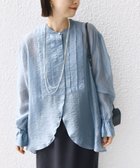 【シップス フォー ウィメン/SHIPS】の【WEB限定】 洗濯機可能 シアー プリーツ ヨーク パールモチーフボタン ブラウス ライトブルー|ID:prp329100004396324