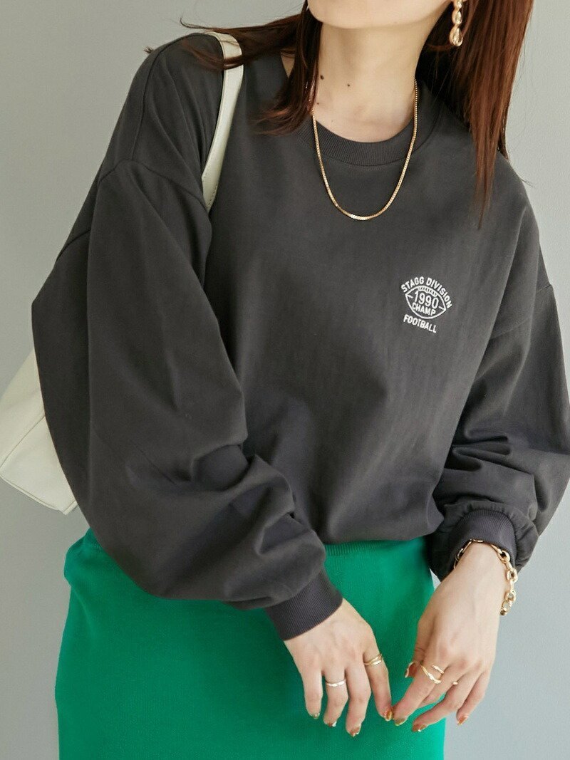 【ディスコート/Discoat】の【WEB限定】ワンポイント刺繍ビッグロングTシャツ インテリア・キッズ・メンズ・レディースファッション・服の通販 founy(ファニー) 　ファッション　Fashion　レディースファッション　WOMEN　トップス・カットソー　Tops/Tshirt　シャツ/ブラウス　Shirts/Blouses　ロング / Tシャツ　T-Shirts　おすすめ　Recommend　インナー　Inner　シンプル　Simple　スリーブ　Sleeve　ビッグ　Big　メンズ　Mens　ロング　Long　ワイド　Wide　ワンポイント　One Point　人気　Popularity　定番　Standard　チャコールグレー|ID: prp329100004396638 ipo3291000000031627713