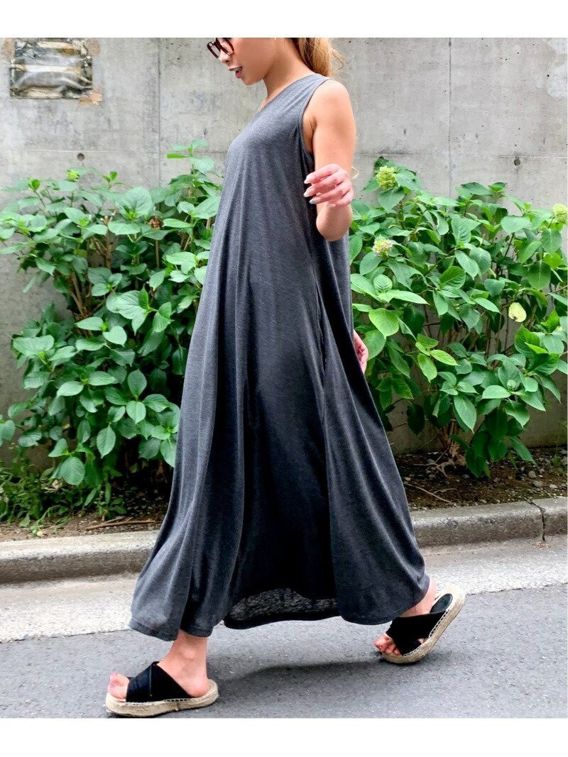 【ジュノア/JUNOAH】のAラインノースリーブマキシ丈ワンピース インテリア・キッズ・メンズ・レディースファッション・服の通販 founy(ファニー) 　ファッション　Fashion　レディースファッション　Fashion for Women　ワンピース　Dresses　ダークグレー|ID: prp329100004397279 ipo3291000000032489207