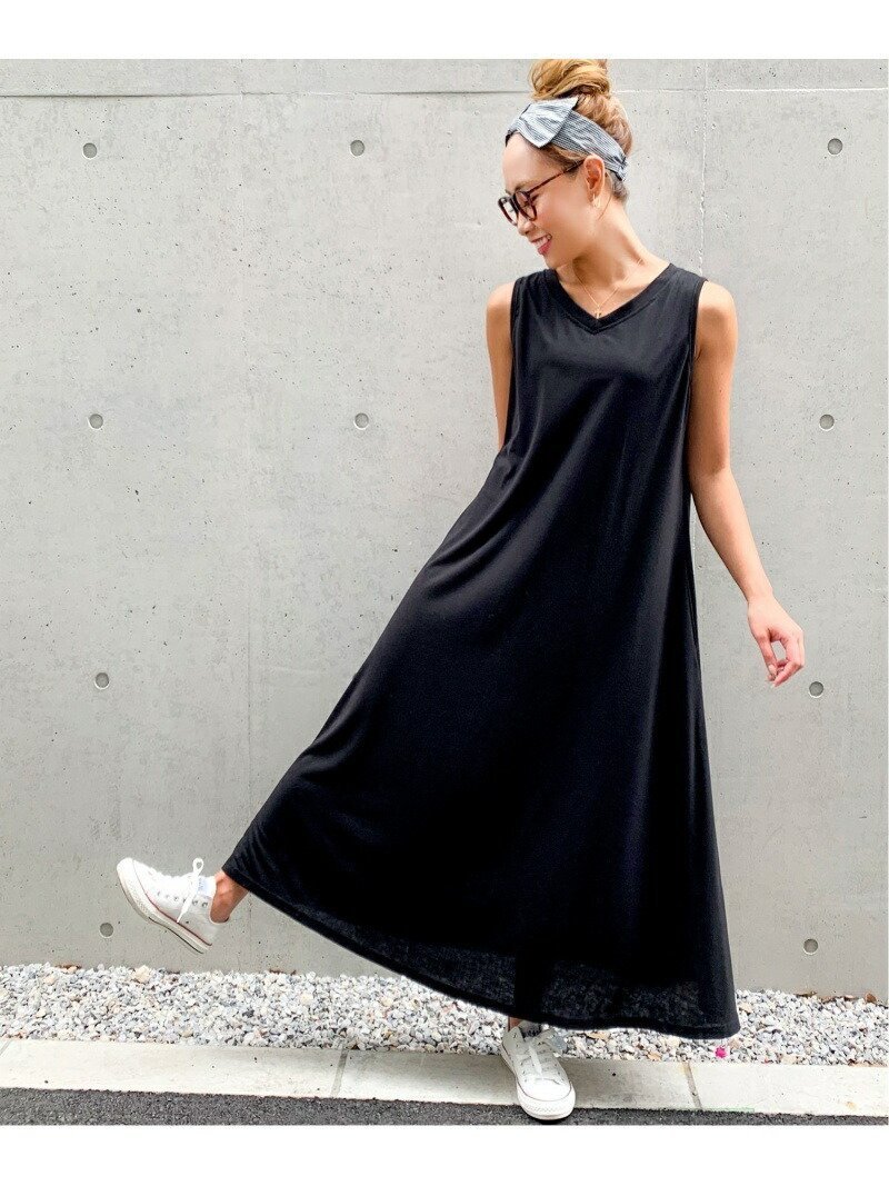 【ジュノア/JUNOAH】のAラインノースリーブマキシ丈ワンピース インテリア・キッズ・メンズ・レディースファッション・服の通販 founy(ファニー) 　ファッション　Fashion　レディースファッション　Fashion for Women　ワンピース　Dresses　ブラック|ID: prp329100004397279 ipo3291000000032489212