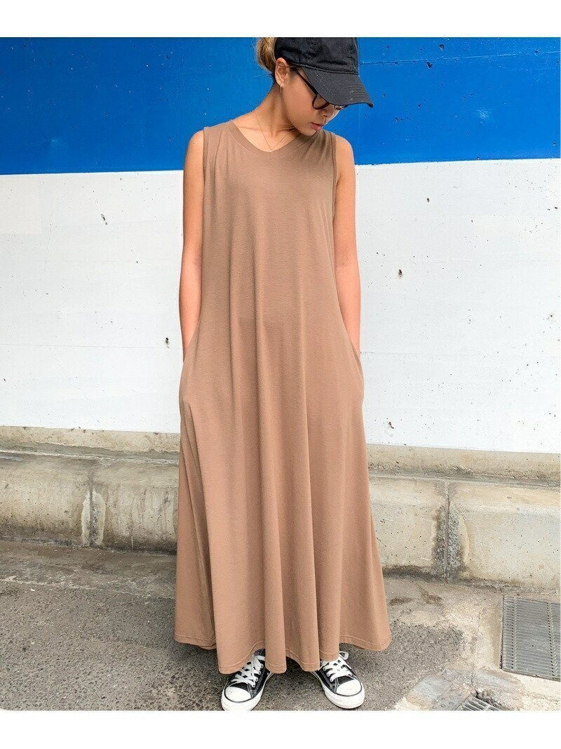 【ジュノア/JUNOAH】のAラインノースリーブマキシ丈ワンピース インテリア・キッズ・メンズ・レディースファッション・服の通販 founy(ファニー) 　ファッション　Fashion　レディースファッション　Fashion for Women　ワンピース　Dresses　ライトブラウン|ID: prp329100004397279 ipo3291000000032489213