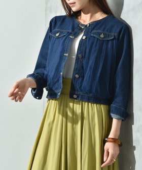 【インタープラネット/INTERPLANET】のノーカラーチュール*デニムジャケット 人気、トレンドファッション・服の通販 founy(ファニー) ファッション Fashion レディースファッション WOMEN アウター Coat Outerwear ジャケット Jackets デニムジャケット Denim Jackets ジャケット Jacket デニム Denim ワイド Wide 人気 Popularity 春 Spring |ID:prp329100004401544