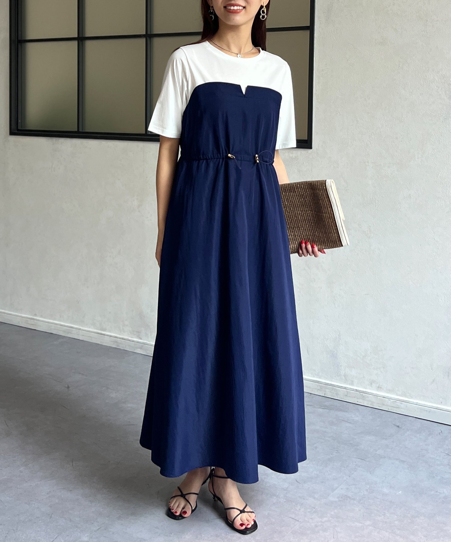 【シェトワ/Chez toi】のビスチェ見えドッキングワンピース インテリア・キッズ・メンズ・レディースファッション・服の通販 founy(ファニー) 　ファッション　Fashion　レディースファッション　WOMEN　ワンピース　Dress　カットソー　Cut And Sew　シンプル　Simple　ジャケット　Jacket　ストライプ　Stripe　ドッキング　Docking　ビスチェ　Bustier　ベスト　Vest　リネン　Linen　リラックス　Relax　プチプライス・低価格　Affordable　おすすめ　Recommend　エレガント 上品　Elegant　ネイビー|ID: prp329100004401718 ipo3291000000031990673