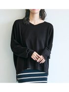 【コカ/COCA】のVネックドルマンニットトップス 人気、トレンドファッション・服の通販 founy(ファニー) ファッション Fashion レディースファッション WOMEN トップス・カットソー Tops/Tshirt ニット Knit Tops Vネック V-Neck ボーダー Border ポケット Pocket thumbnail Black|ID: prp329100004402147 ipo3291000000030758881