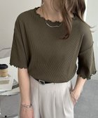 【ディスコート/Discoat】の【WEB限定】≪19色展開≫リブメローフレア5分袖 カーキ|ID: prp329100004404010 ipo3291000000031625917