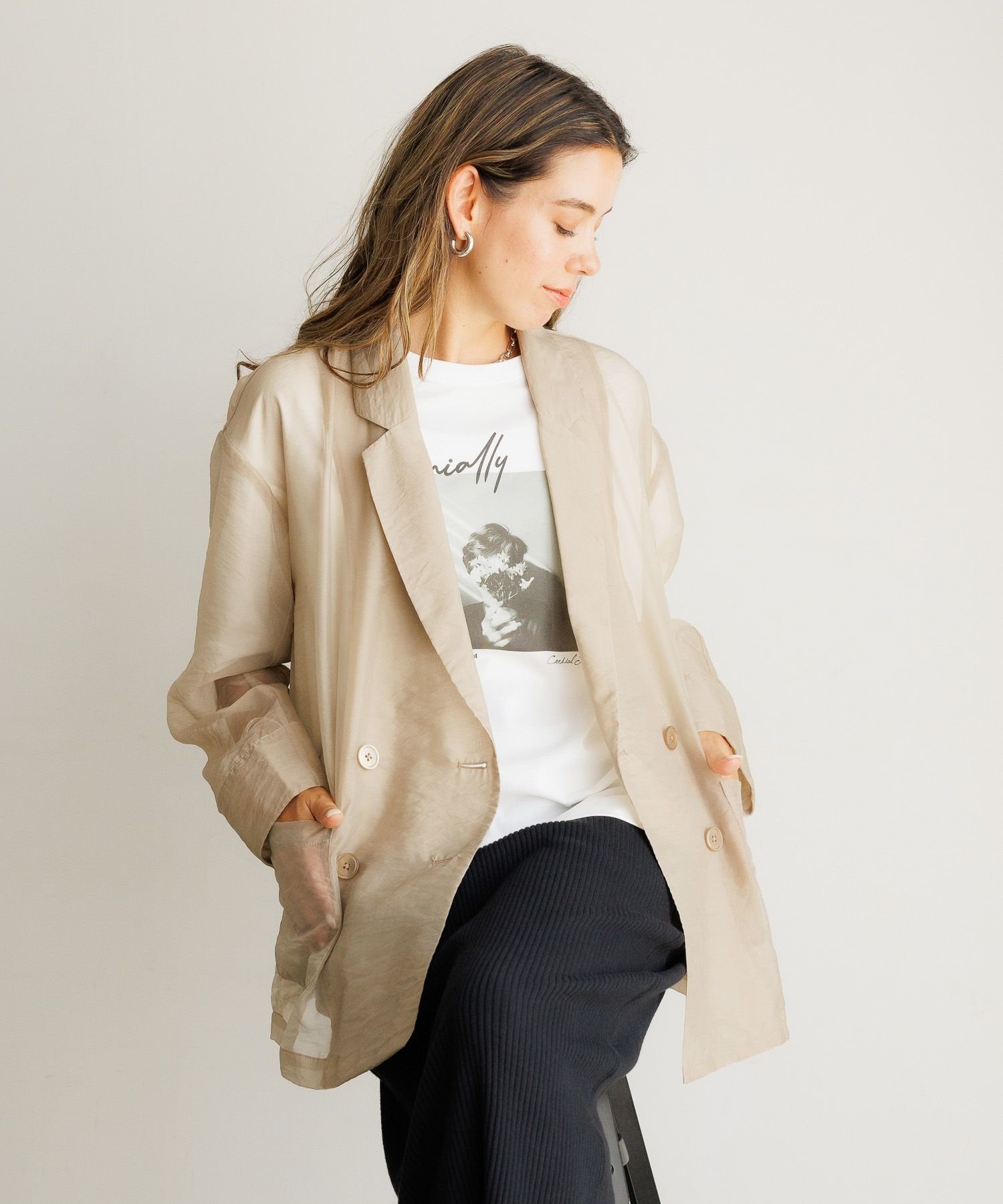【ベイフロー/BAYFLOW】のシャツ感覚で着られる シアージャケット 人気、トレンドファッション・服の通販 founy(ファニー) 　ファッション　Fashion　レディースファッション　WOMEN　アウター　Coat Outerwear　ジャケット　Jackets　おすすめ　Recommend　オーガンジー　Organdy　キャミワンピース　Cami Dress　サロペ　Salope　シアー　Sheer　ジャケット　Jacket　タンク　Tank　ダブル　Double　トレンド　Trend　フロント　Front　夏　Summer　 other-1|ID: prp329100004404187 ipo3291000000031623631