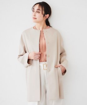 【アンタイトル/UNTITLED】のダブルクロス ノーカラーコート 人気、トレンドファッション・服の通販 founy(ファニー) ファッション Fashion レディースファッション WOMEN アウター Coat Outerwear コート Coats ストレッチ Stretch ダブル Double フロント Front ボトム Bottom ポケット Pocket ロング Long ワイド Wide 春 Spring |ID:prp329100004404363