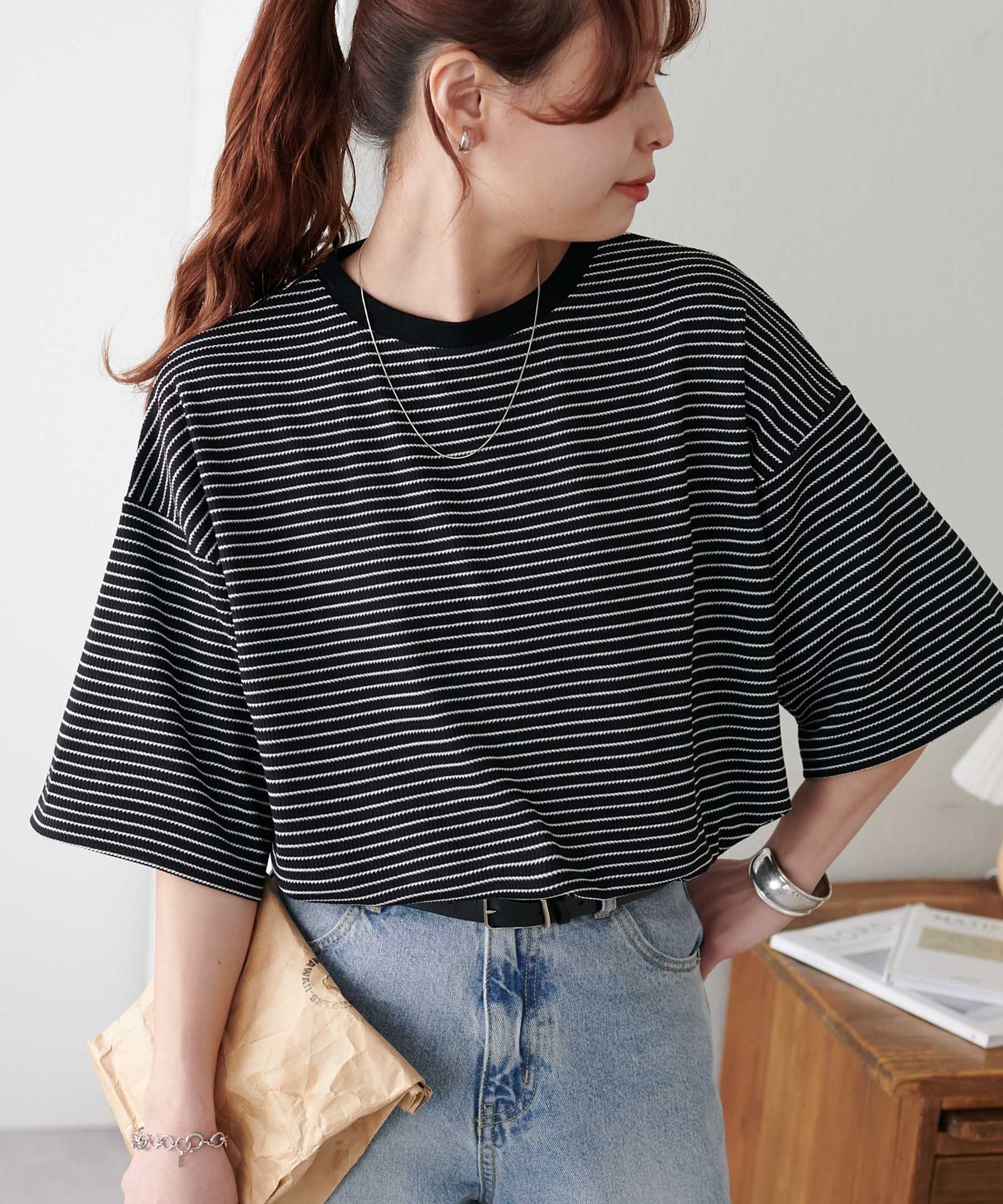 【ディスコート/Discoat】の【24色展開】ワッフル半袖Tシャツ《WEB限定》 インテリア・キッズ・メンズ・レディースファッション・服の通販 founy(ファニー) 　ファッション　Fashion　レディースファッション　Fashion for Women　トップス・カットソー　Cut & Sew Tops　シャツ・ブラウス・オフィスカジュアル　Elegant Blouses & Button-Ups　ロングTシャツ・Tシャツ　Longline T-Shirts & Tees　シンプル　Simple, Minimal　ラウンド　Round, Round Neck　ワッフル　Waffle, Waffle Knit　半袖　Short Sleeve, Half Sleeve　夏　Summer　ブラックその他2|ID: prp329100004405788 ipo3291000000034287906