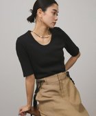 【サロン アダム エ ロペ/SALON adam et rope'】のUVケア プリマベールファームリーリブハーフスリーブTシャツ 人気、トレンドファッション・服の通販 founy(ファニー) ファッション Fashion レディースファッション WOMEN トップス・カットソー Tops/Tshirt シャツ/ブラウス Shirts/Blouses ロング / Tシャツ T-Shirts インナー Inner カットソー Cut And Sew カーディガン Cardigan キャミワンピース Cami Dress ジャケット Jacket パイピング Piping フィット Fit おすすめ Recommend thumbnail ブラック(01)|ID: prp329100004407481 ipo3291000000031848423