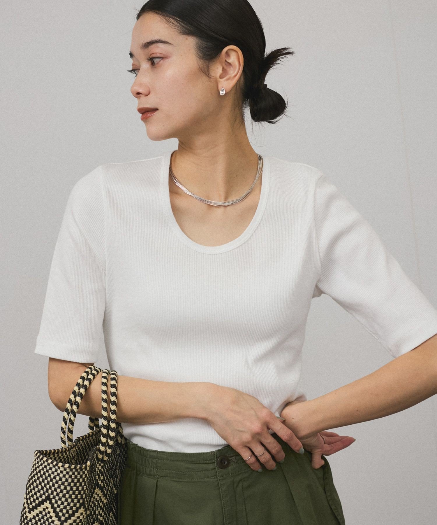 【サロン アダム エ ロペ/SALON adam et rope'】のUVケア プリマベールファームリーリブハーフスリーブTシャツ インテリア・キッズ・メンズ・レディースファッション・服の通販 founy(ファニー) 　ファッション　Fashion　レディースファッション　WOMEN　トップス・カットソー　Tops/Tshirt　シャツ/ブラウス　Shirts/Blouses　ロング / Tシャツ　T-Shirts　インナー　Inner　カットソー　Cut And Sew　カーディガン　Cardigan　キャミワンピース　Cami Dress　ジャケット　Jacket　パイピング　Piping　フィット　Fit　おすすめ　Recommend　オフホワイト(15)|ID: prp329100004407481 ipo3291000000031848425